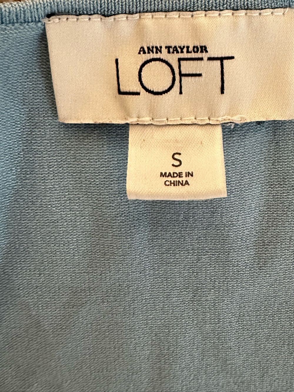 LOFT Light Blue Wrap-Front Short Sleeve Top - Picture 3 of 4